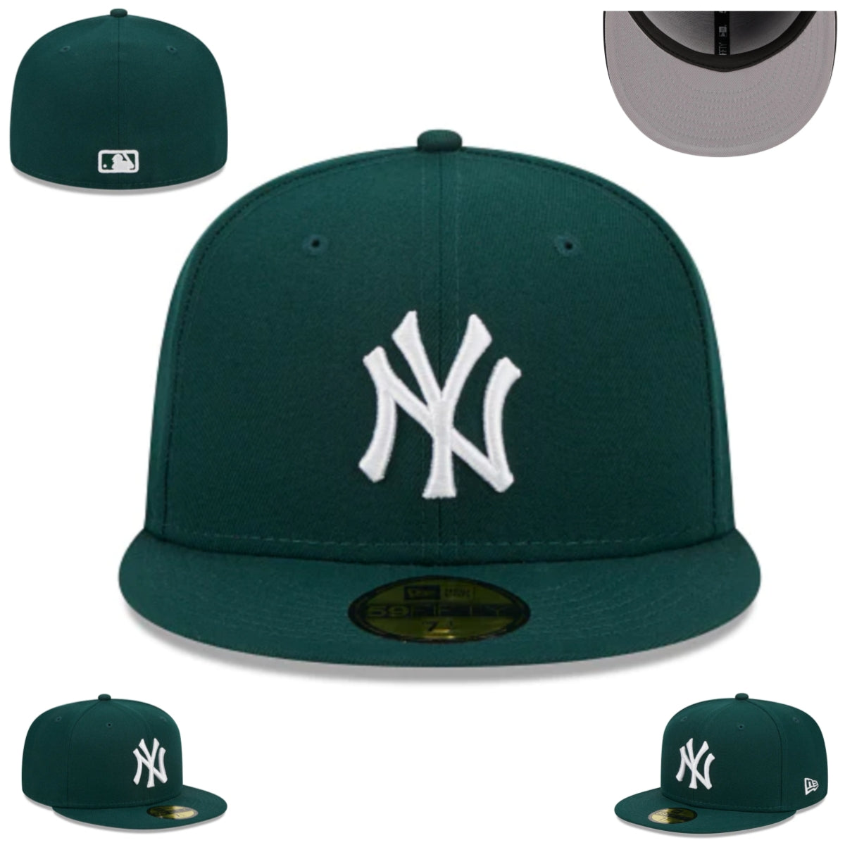 New York Yankees Green Fitted Hat with Classic Logo — view 1