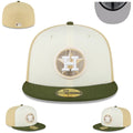 Houston Astros Cream and Olive Green Fitted Hat with Star Logo — view 1