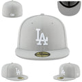 Los Angeles Dodgers Fitted Hat – Light Gray with White Logo and Gray Undervisor — view 1