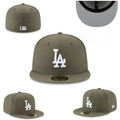 Los Angeles Dodgers Fitted Hat – Olive Green with White Logo and Gray Undervisor — view 1