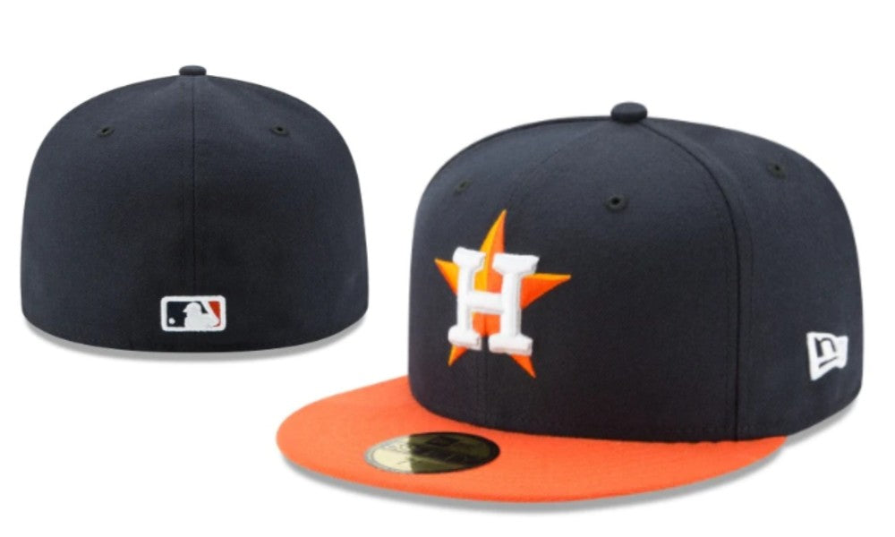 Houston Astros Fitted Hat – Navy with Orange Brim and Star Logo — view 1