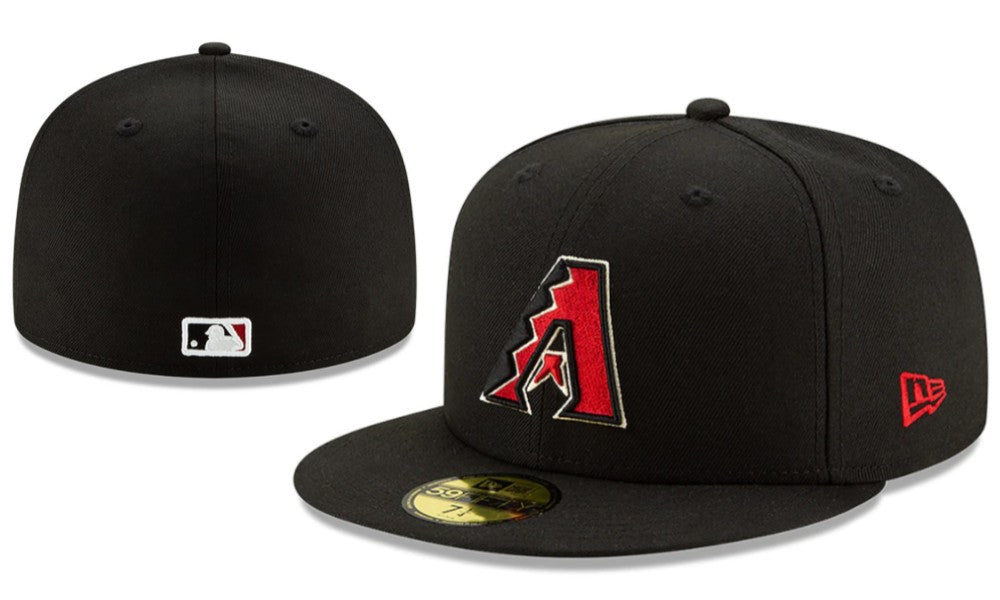 Arizona Diamondbacks Fitted Hat – Black with Red and White Logo — view 1