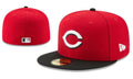 Cincinnati Reds Official Fitted Hat with Black Visor – Red and Black — view 1