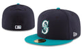 Seattle Mariners Fitted MLB Cap with Aqua Blue Visor – Navy and Aqua — view 1