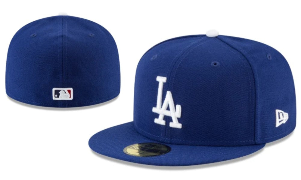 Los Angeles Dodgers Blue Fitted Cap with White Logo — view 1