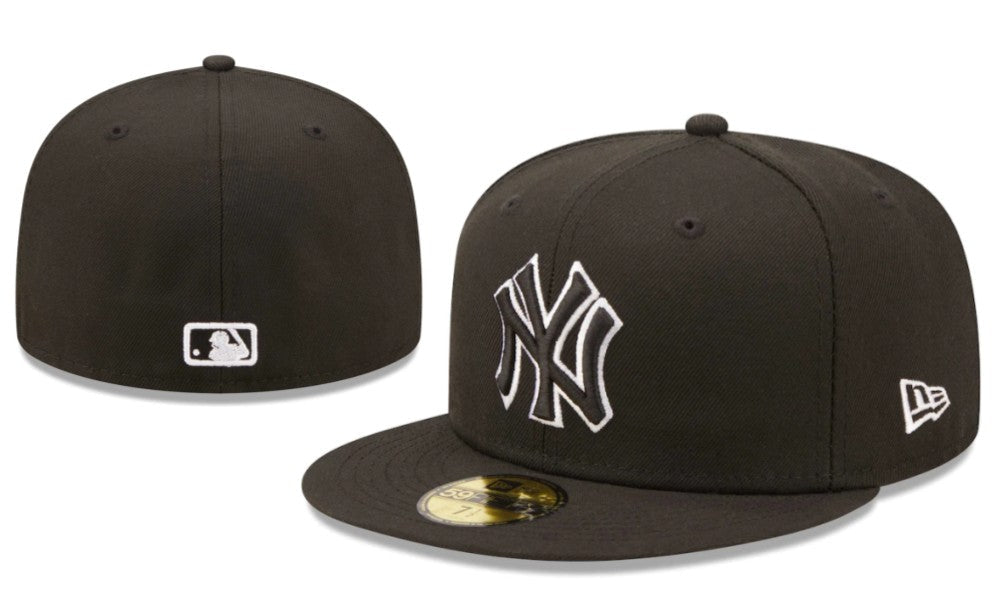 New York Yankees Olive Green Fitted Cap with Black Outline Logo — view 1