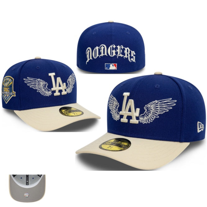Los Angeles Dodgers 60th Anniversary Blue Winged Logo Fitted Cap — view 1