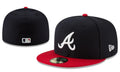 Atlanta Braves Black and Red Fitted Cap with White Logo — view 1