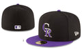 Colorado Rockies Black and Purple Fitted Cap with Embroidered Logo — view 1