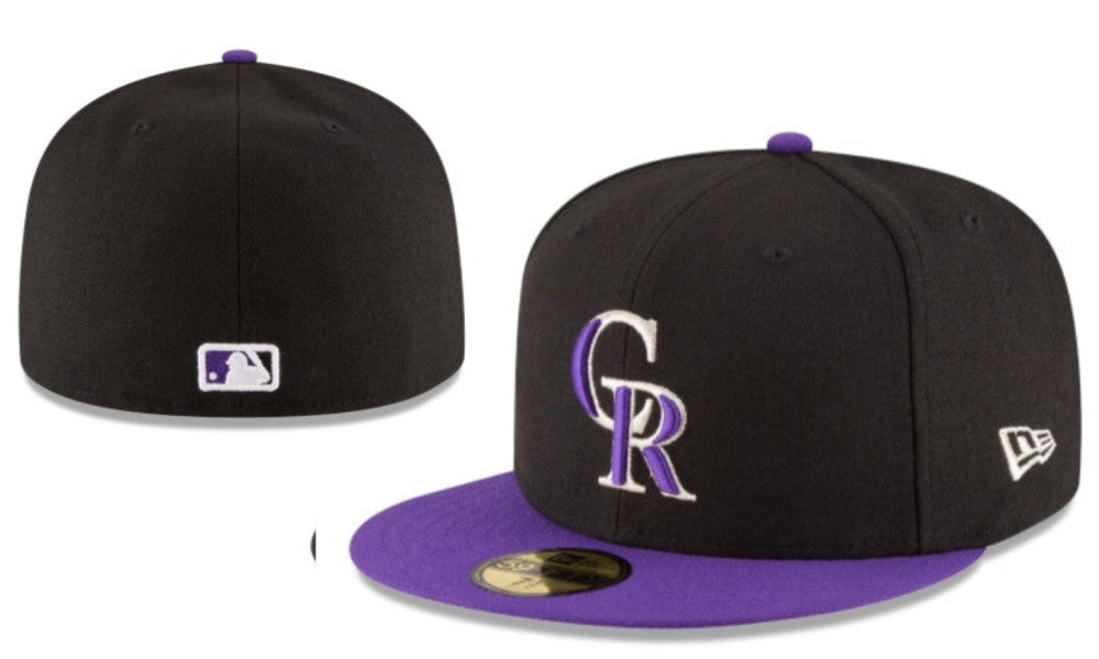 Colorado Rockies Black and Purple Fitted Cap with Embroidered Logo — view 1