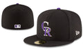 Colorado Rockies Black Fitted Cap with Purple and White Logo — view 1