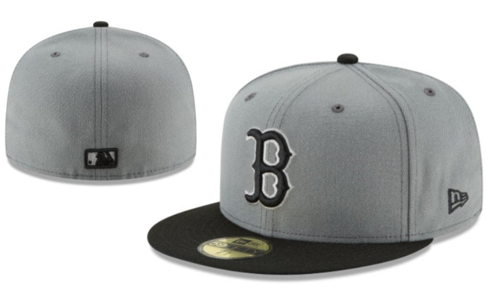 Boston Red Sox Gray and Black Fitted Cap with Embroidered Team Logo — view 1