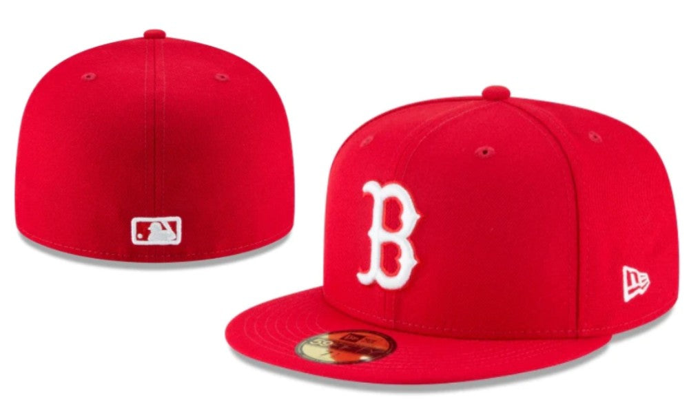 Boston Red Sox All-Red Fitted Cap with Classic White Logo — view 1