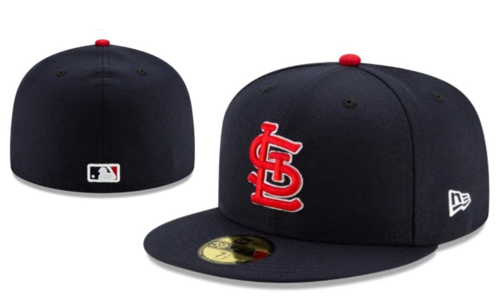 St. Louis Cardinals Navy New Era Fitted Hat with Red and White Logo — view 1
