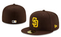 San Diego Padres Brown New Era Fitted Hat with Yellow Logo — view 1