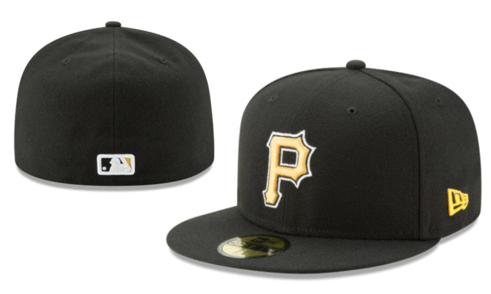 Pittsburgh Pirates Black New Era Fitted Hat with Gold Logo — view 1