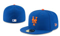 New York Mets Royal Blue New Era Fitted Hat with Orange Logo — view 1