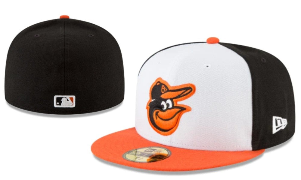 Baltimore Orioles Black, White, and Orange New Era Fitted Hat — view 1