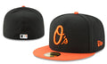 Baltimore Orioles Black and Orange New Era Fitted Hat with Logo — view 1