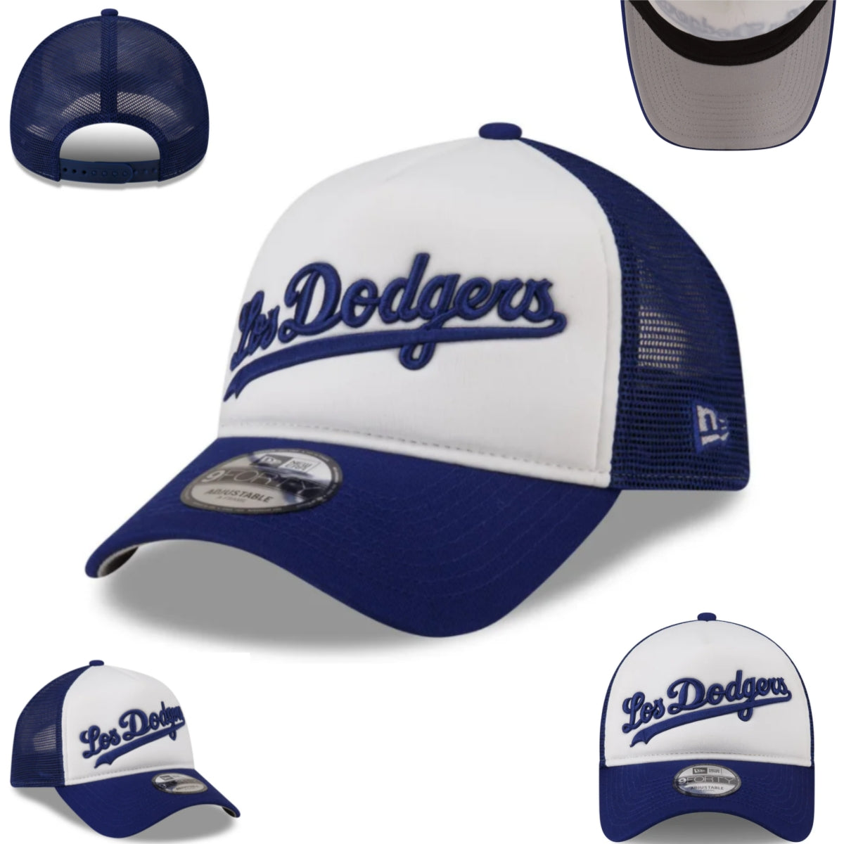 Los Angeles Dodgers White and Blue New Era Trucker Hat with Mesh Back — view 1