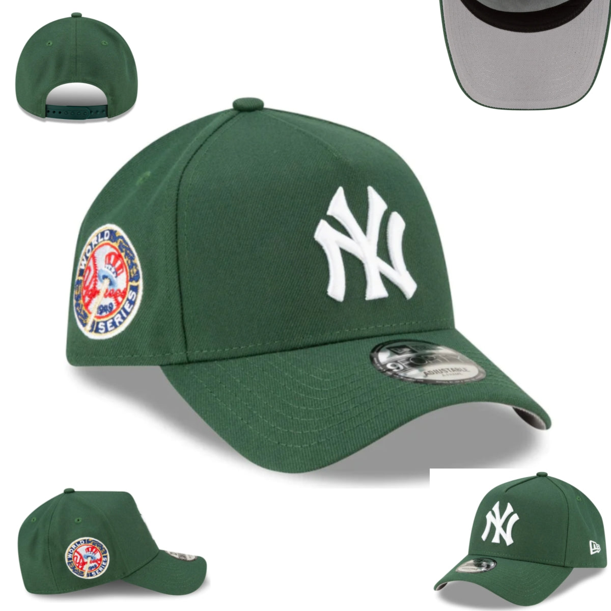 New York Yankees Green New Era Adjustable Hat with World Series Patch — view 1