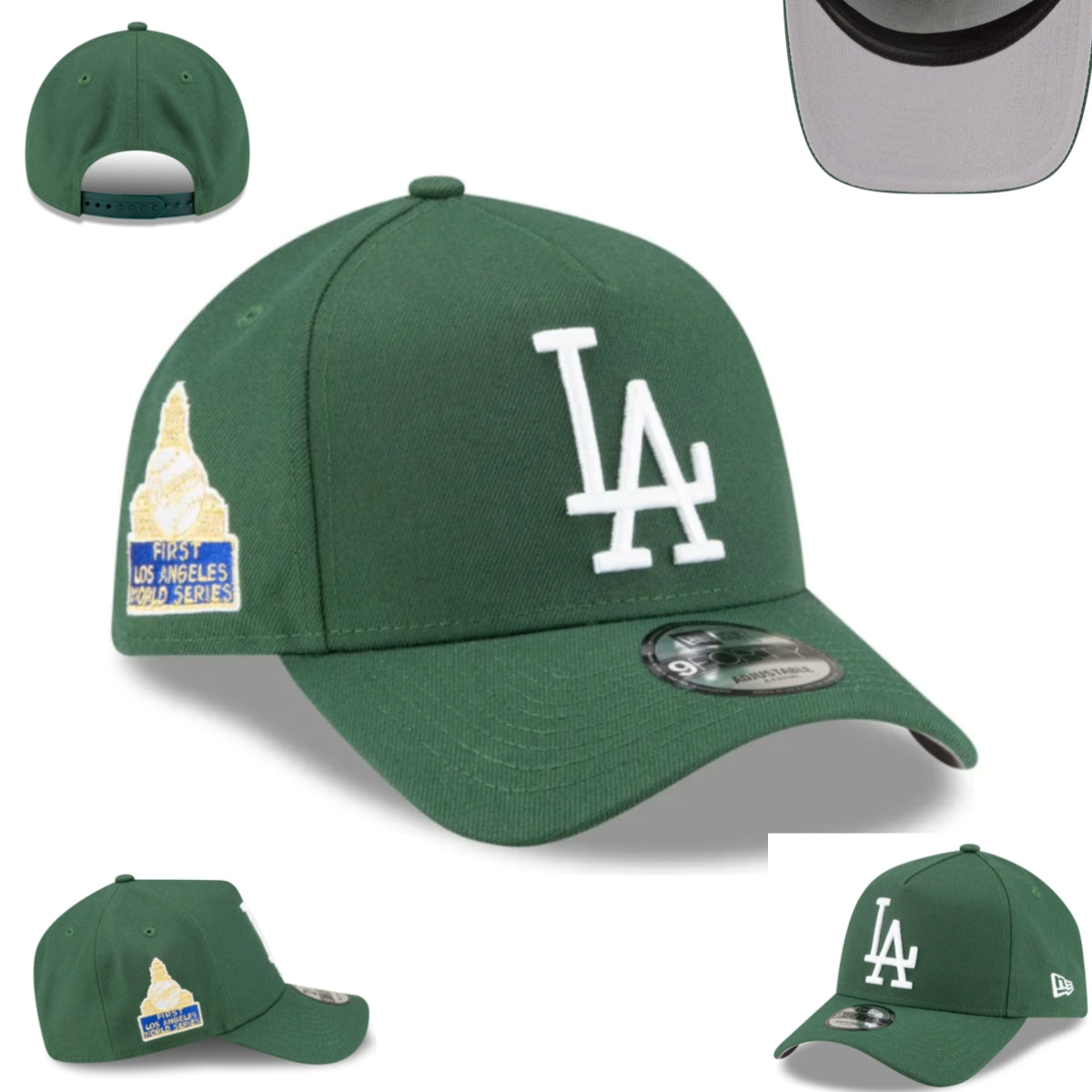 Los Angeles Dodgers Green New Era Adjustable Hat with First World Series Patch — view 1