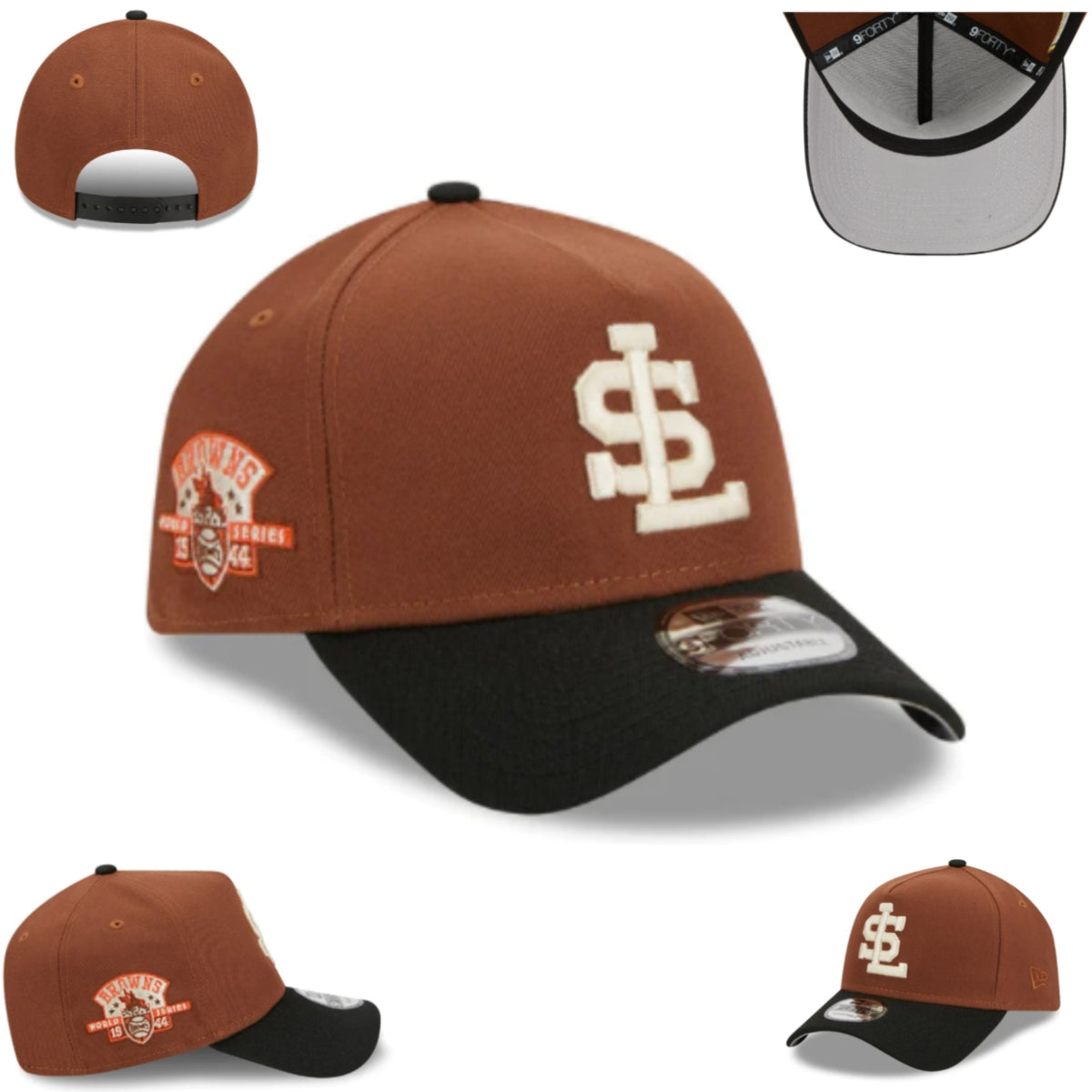 St. Louis Browns Brown and Black New Era Adjustable Hat with 1944 World Series Patch — view 1