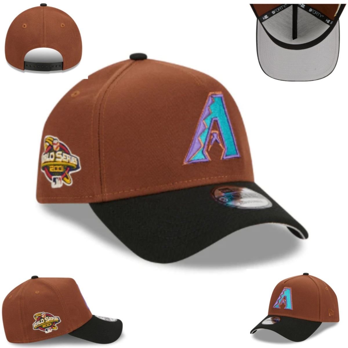 Arizona Diamondbacks Brown and Black New Era Adjustable Hat with 2001 World Series Patch — view 1