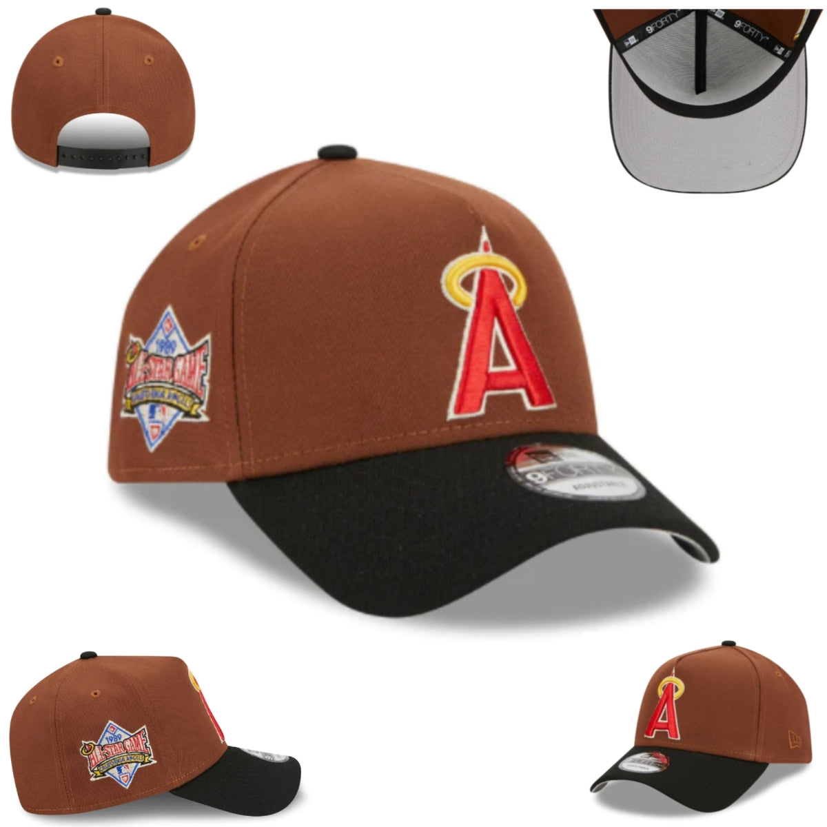 Los Angeles Angels Brown and Black New Era Adjustable Hat with 2001 All-Star Game Patch — view 1