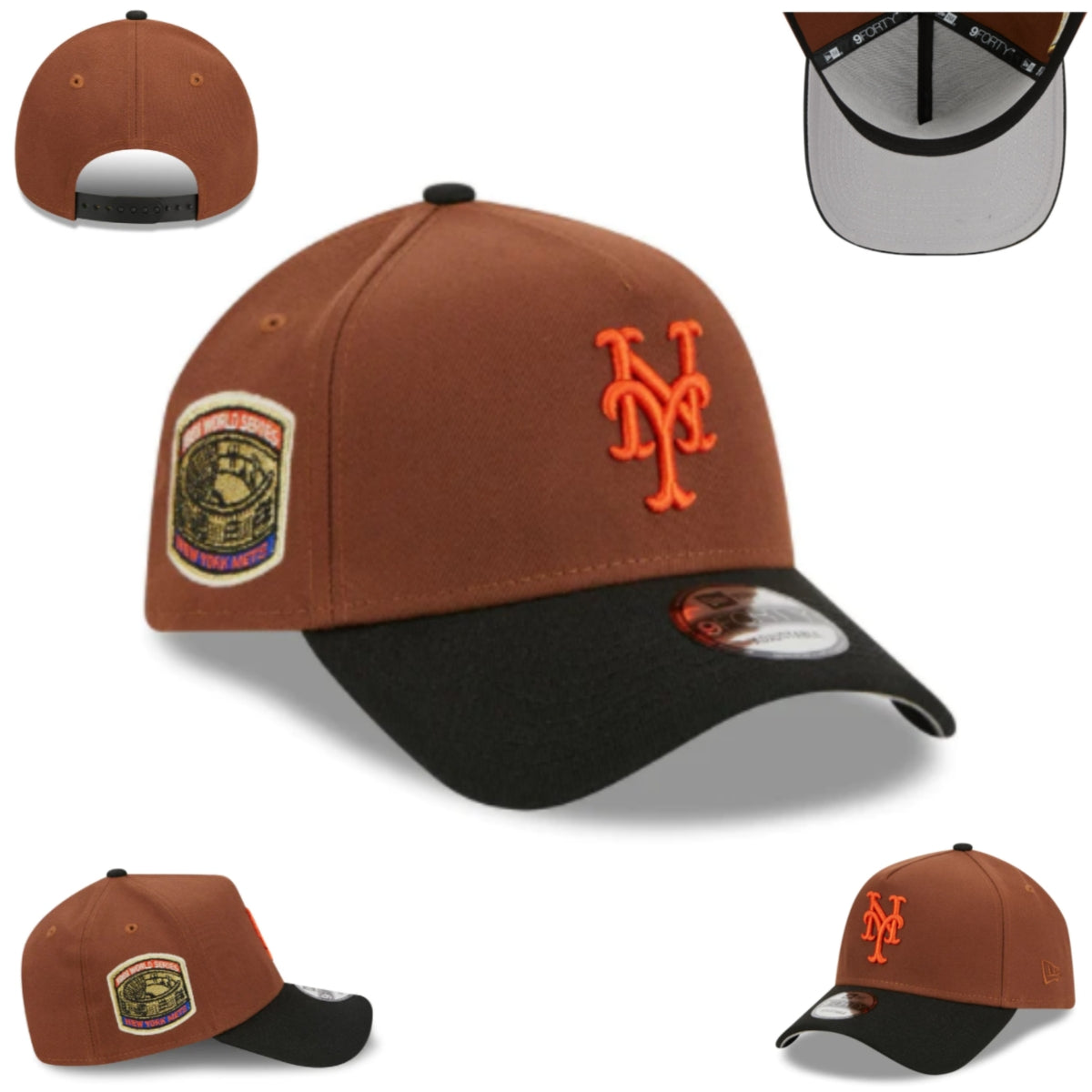 New York Mets Brown and Black New Era Adjustable Hat with 1969 World Series Patch — view 1