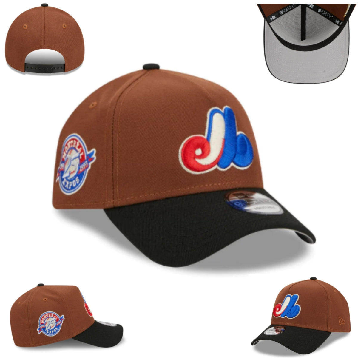 Montreal Expos Heritage Brown and Black Adjustable Snapback Cap — view 1