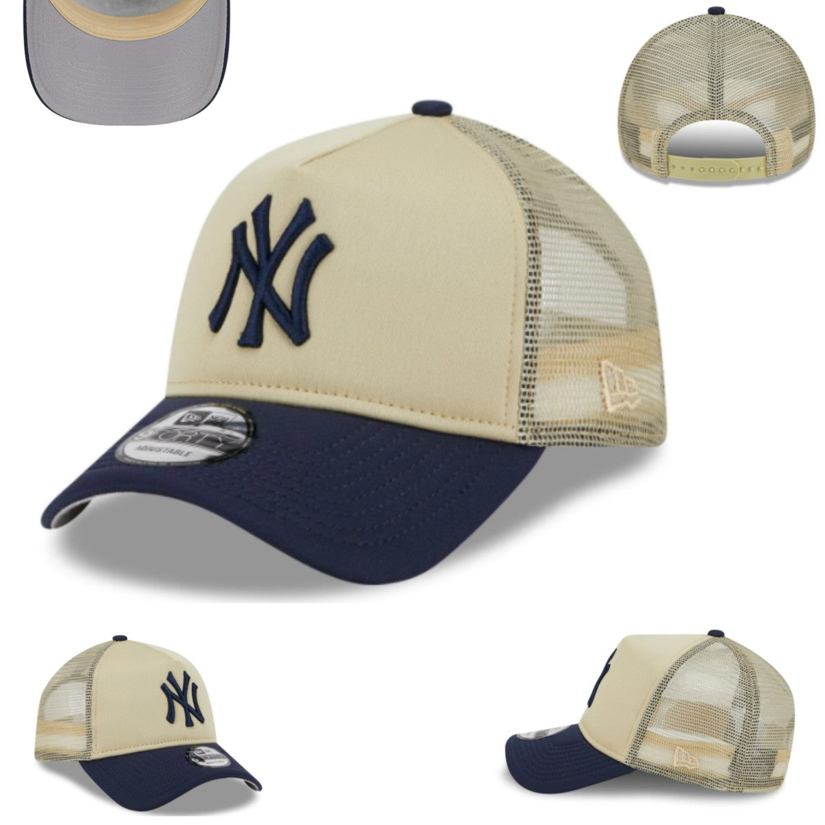 New York Yankees Trucker Cap with Embroidered Logo – Beige and Navy — view 1