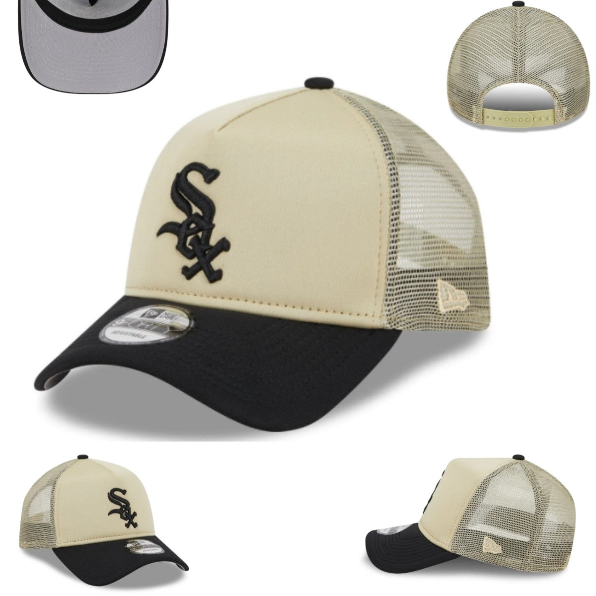 Chicago White Sox Trucker Cap with Mesh Back – Beige and Black — view 1