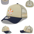 Houston Astros Trucker Cap with Mesh Back – Beige and Navy — view 1