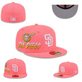 San Diego Padres Pink Hat with Swinging Friar Logo and Gray Undervisor — view 1