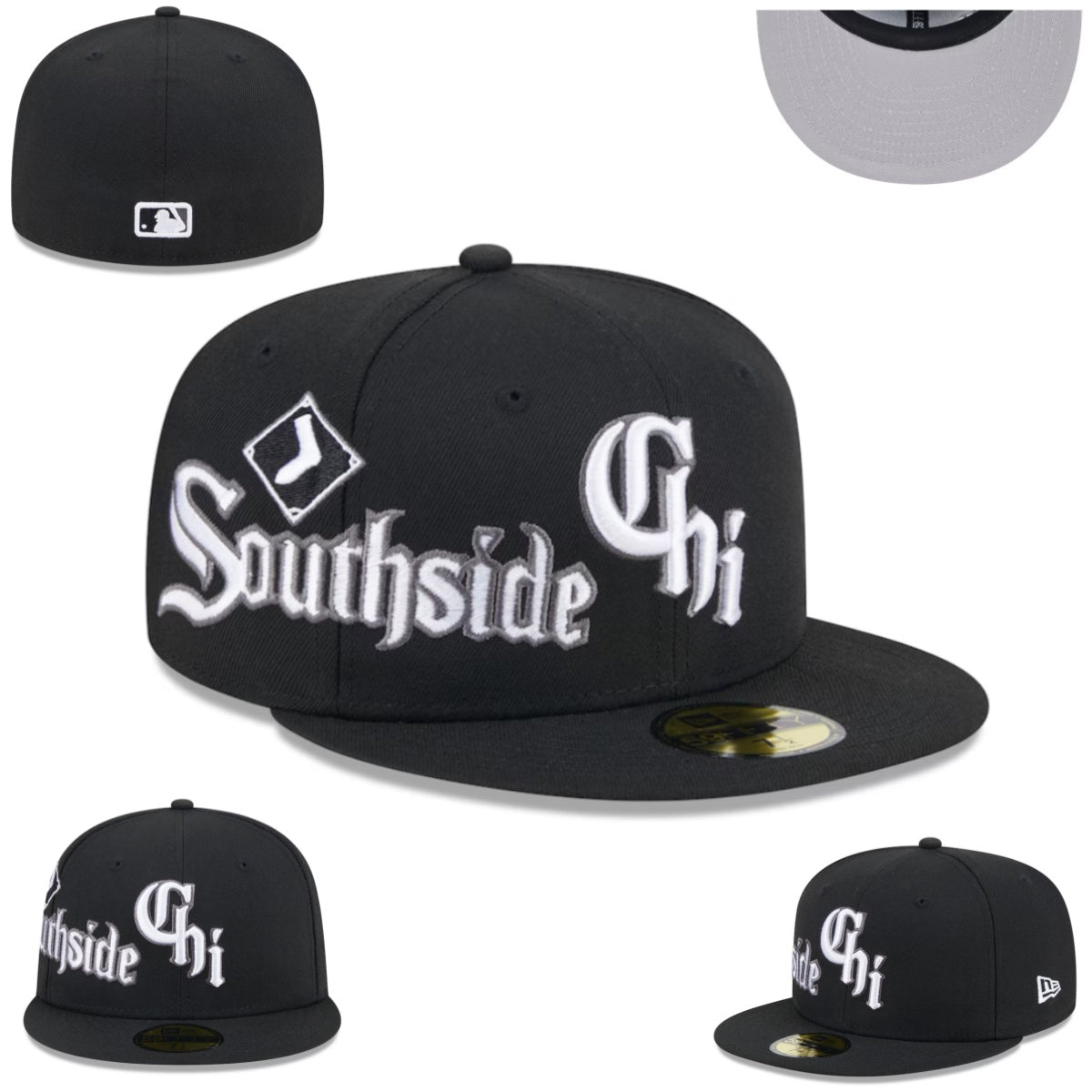 Chicago White Sox “Southside Chi” Hat with Gray Undervisor – Black — view 1