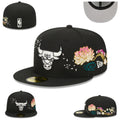 Chicago Bulls Black Cap with Embroidered Floral Artwork — view 1