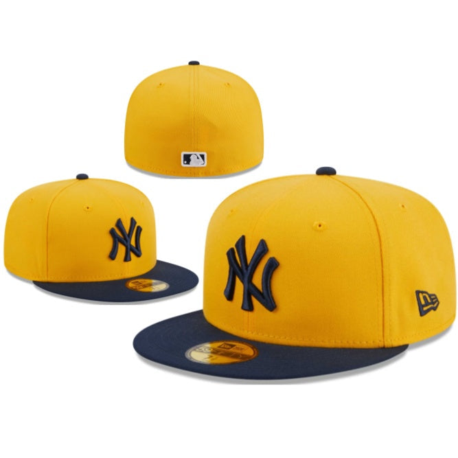 New York Yankees Yellow Cap with Navy Blue Brim — view 1