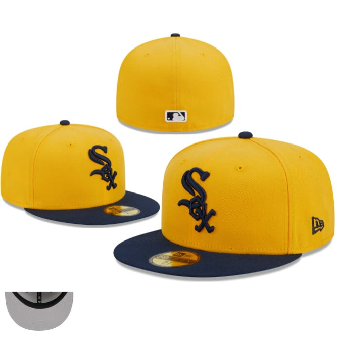 Chicago White Sox Yellow Cap with Navy Blue Brim — view 1