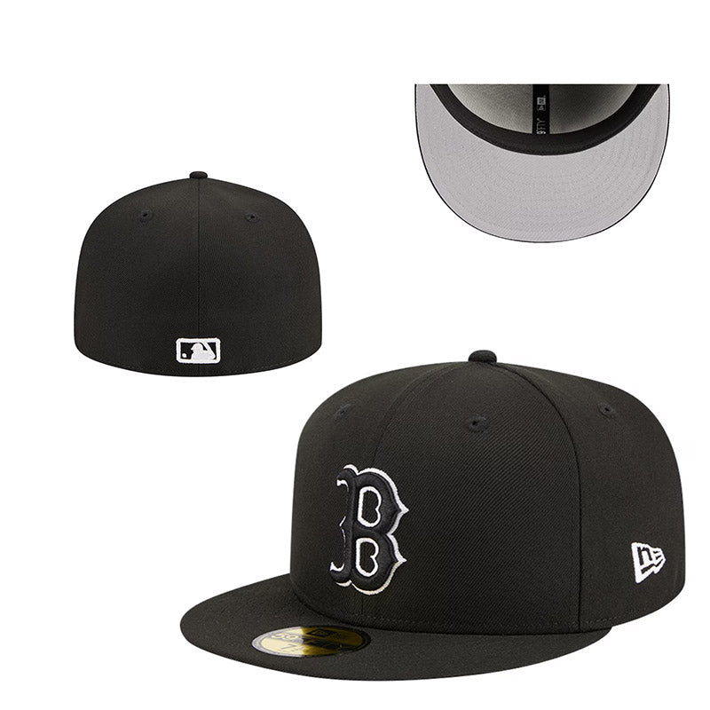 Boston Red Sox Black Cap with White Outline Logo — view 1