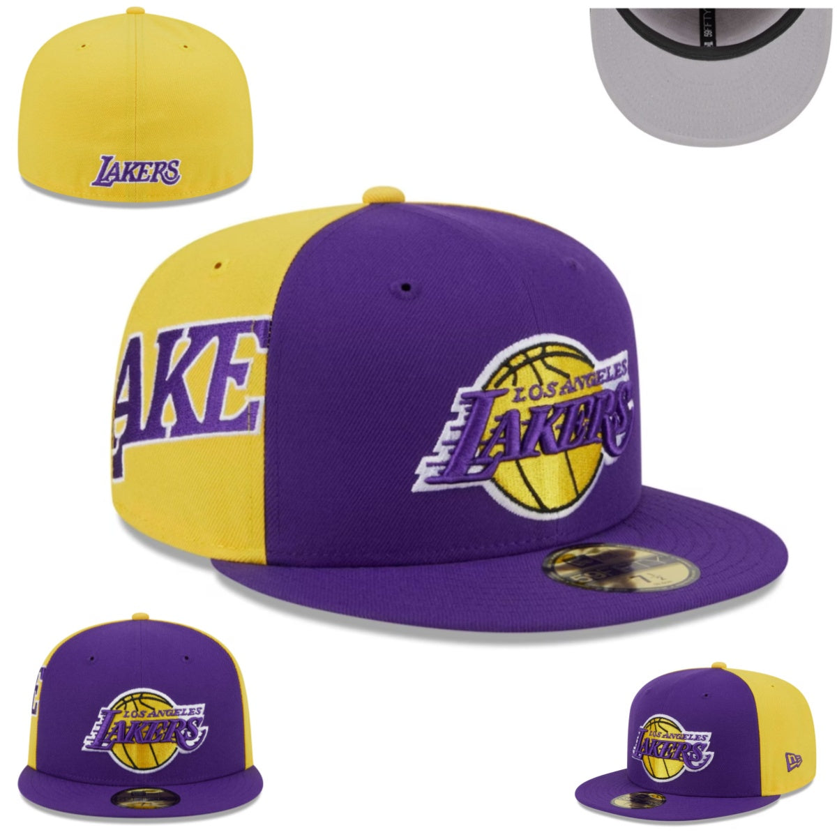 Los Angeles Lakers Purple and Yellow Panel Cap — view 1