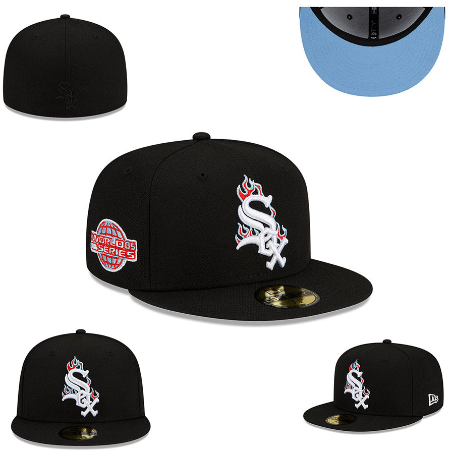 Chicago White Sox World Series Flame Embroidered Fitted Cap — view 1