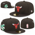 Chicago Bulls Westside Black Fitted Cap with Embroidered Street Sign and Iconic NBA Logo — view 1