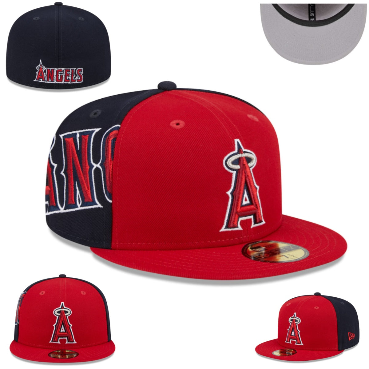 Los Angeles Angels Two-Tone Fitted Cap in Red and Navy — view 1