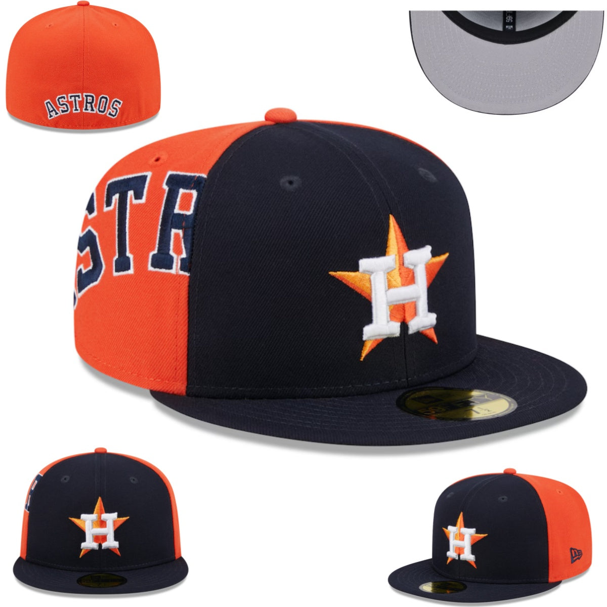 Houston Astros Navy and Orange Two-Tone Fitted Cap — view 1