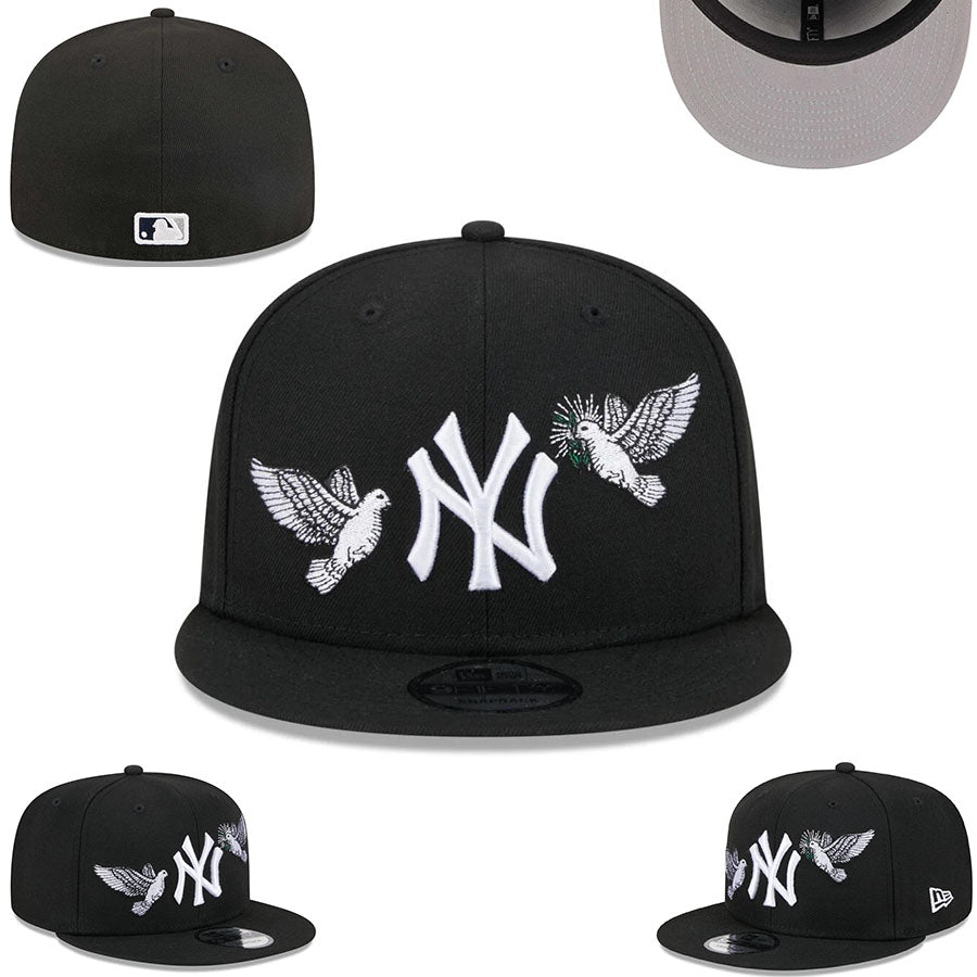 New York Yankees Black Fitted Cap with Embroidered Dove Details — view 1