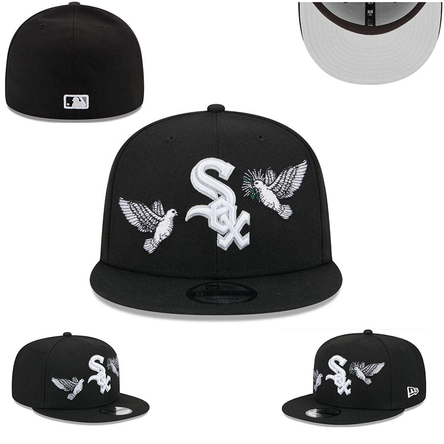 Chicago White Sox Black Fitted Cap with Dove Embroidery — view 1