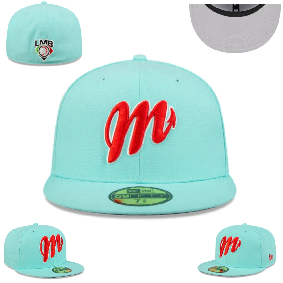 Mint Green LMB Fitted Cap with Bold Red — view 1