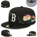 Boston Red Sox Black Floral Embroidered Fitted Cap — view 1