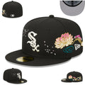 Chicago White Sox Black Floral Embroidered Fitted Cap — view 1